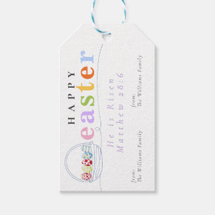 Modern Colourful Pastel Happy Easter Egg Basket Gift Tags