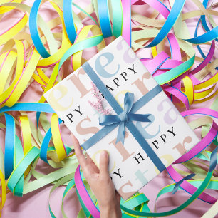 Modern Colourful Pastel Happy Easter Wrapping Paper