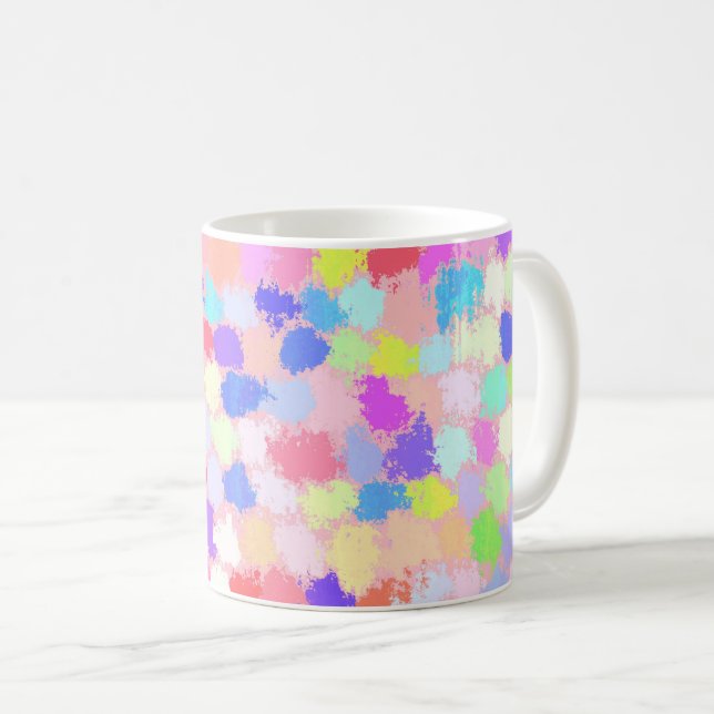 Modern Colourful Pastel Paint Blotches Pattern Coffee Mug (Front Right)