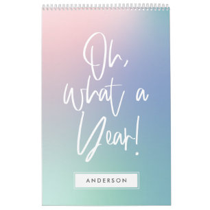 Modern colourful pastel rainbow photo calendar