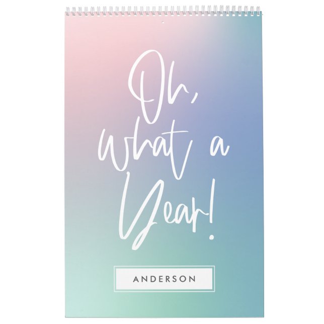 Modern colourful pastel rainbow photo calendar (Cover)