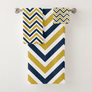 Modern Colourful Pattern   Mustard Yellow And Blue Bath Towel Set