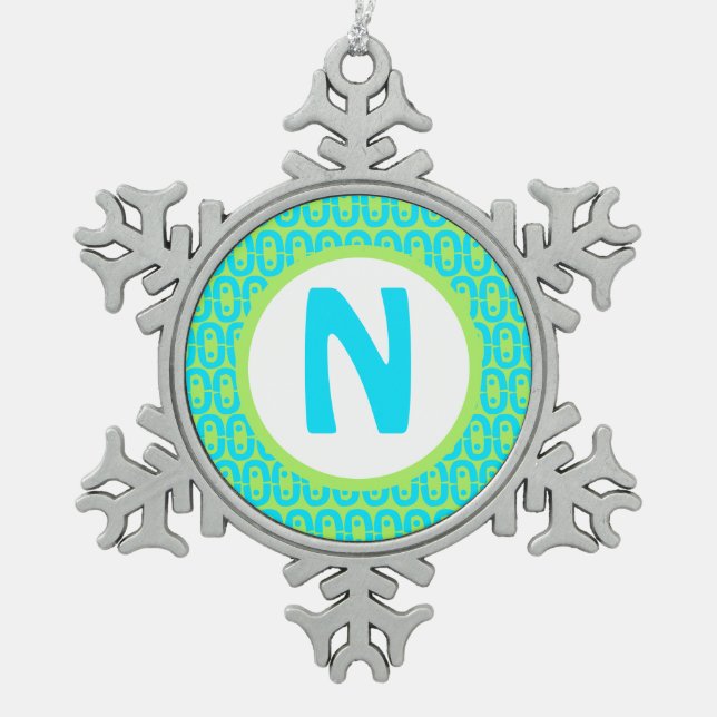 modern colourful pattern snowflake pewter christmas ornament (Front)