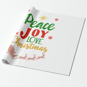 Modern Colourful Peace Joy Love Christmas Typograp Wrapping Paper