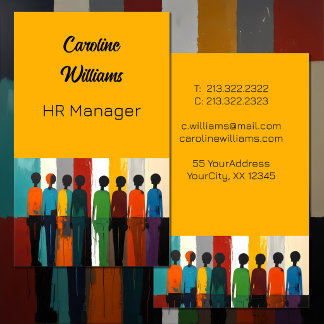 Modern Colourful people silhouettes yellow Business Card