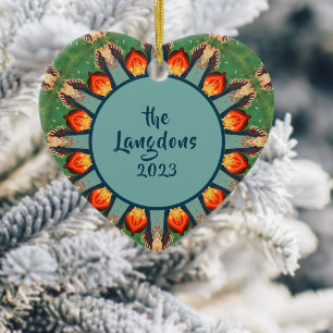 Modern colourful personalised Christmas ornament