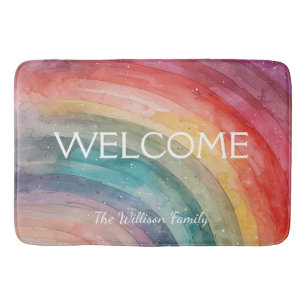 Modern Colourful Personalised Rainbow Doormat Bath Mat