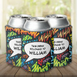 Modern Colourful Personalised Speech Bubble Fun Can Cooler<br><div class="desc">Customise with your own message or name or with the name of a loved one to create a unique gift for a superhero in your life. A fun, cool and trendy retro comic book pop art-inspired design that puts the wham, zap, pow into your day. The perfect gift for superheroes,...</div>