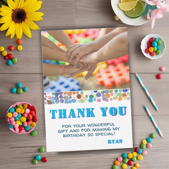 Modern Colourful Photo Birthday Thank You Card (Creator Uploaded)