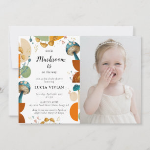 Modern Colourful Photo Mushroom Baby Shower Invitation