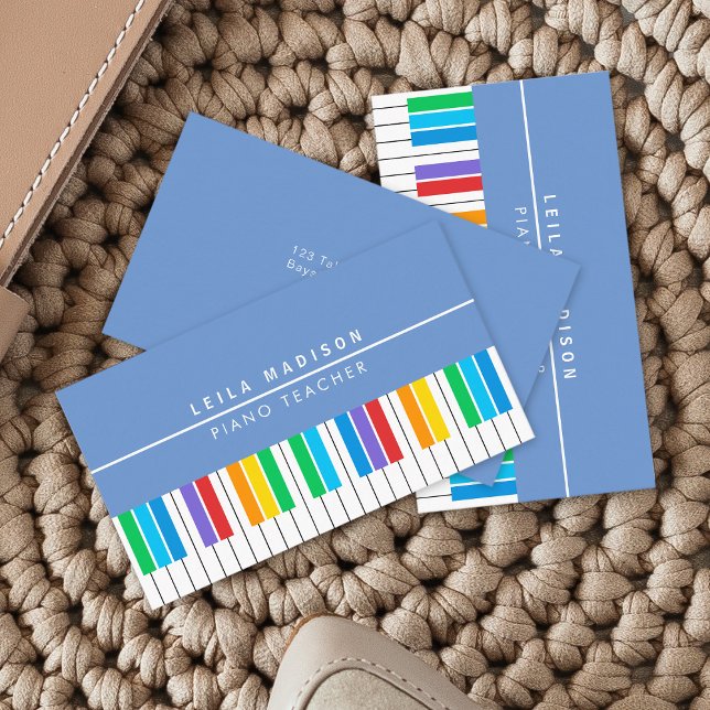 Modern Colourful Piano Keyboard Teacher  Business Card (Make an impact with these professional business cards, showcasing your brand and credibility.)