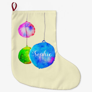 Modern colourful pink and blue Christmas Large Christmas Stocking