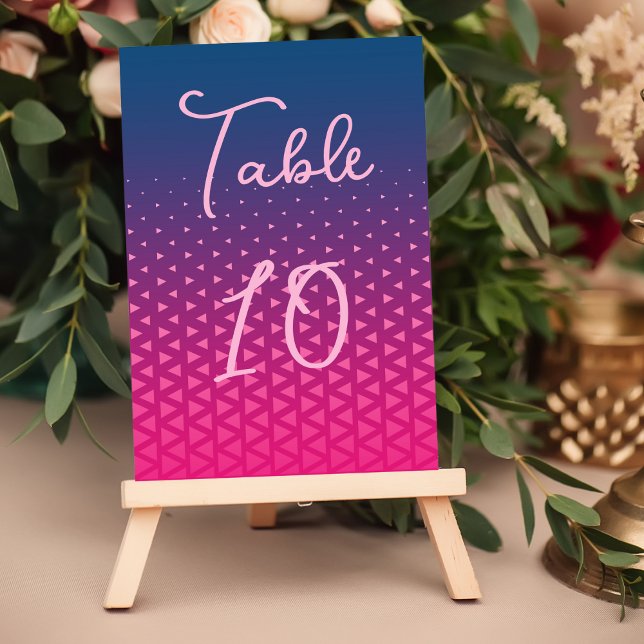 Modern Colourful Pink & Blue Geometric Wedding  Table Number (Creator Uploaded)