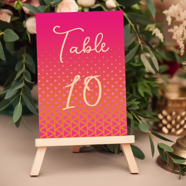 Modern Colourful Pink & Orange Geometric Wedding  Table Number (Creator Uploaded)