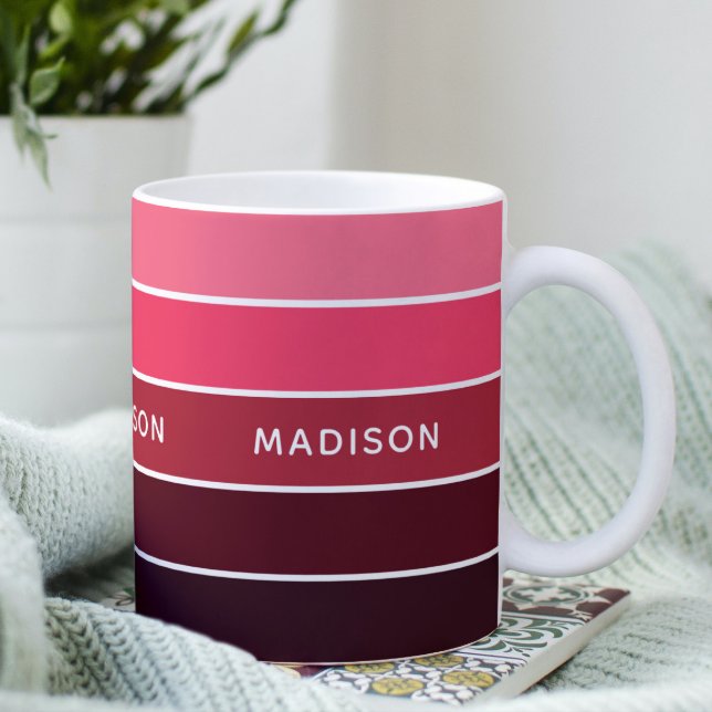 Modern Colourful Pinks Colorblock Personalised Nam Coffee Mug (Creator Uploaded)