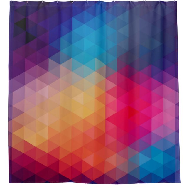 Modern Colourful Polygonal Seamless Pattern Shower Curtain (Front)