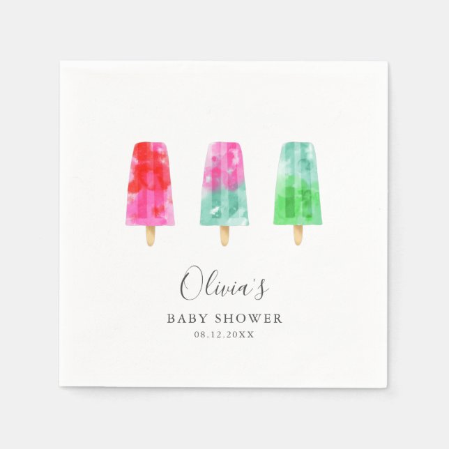 Modern Colourful Popsicle Baby Shower Napkin (Front)