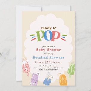 Modern Colourful Popsicle Ready to Pop Baby Shower Invitation