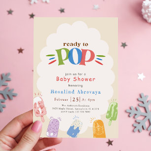 Modern Colourful Popsicle Ready to Pop Baby Shower Invitation