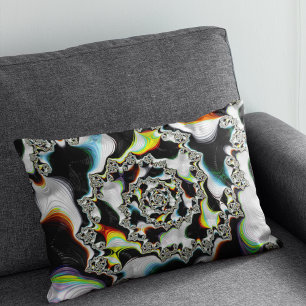 Modern Colourful Psychedelic Spiral Fractal Lumbar Cushion