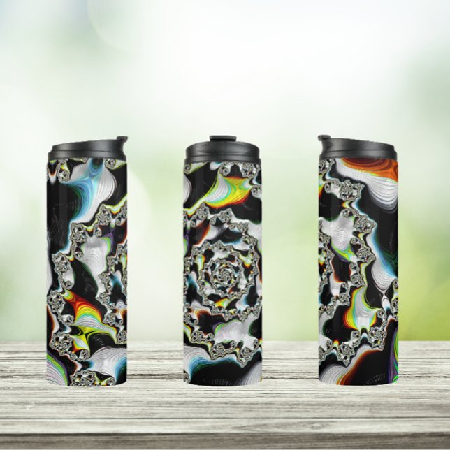 Modern Colourful Psychedelic Spiral Fractal Thermal Tumbler (Creator Uploaded)