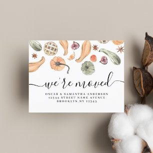 Modern Colourful Pumpkin Autumn  Announcement Postcard