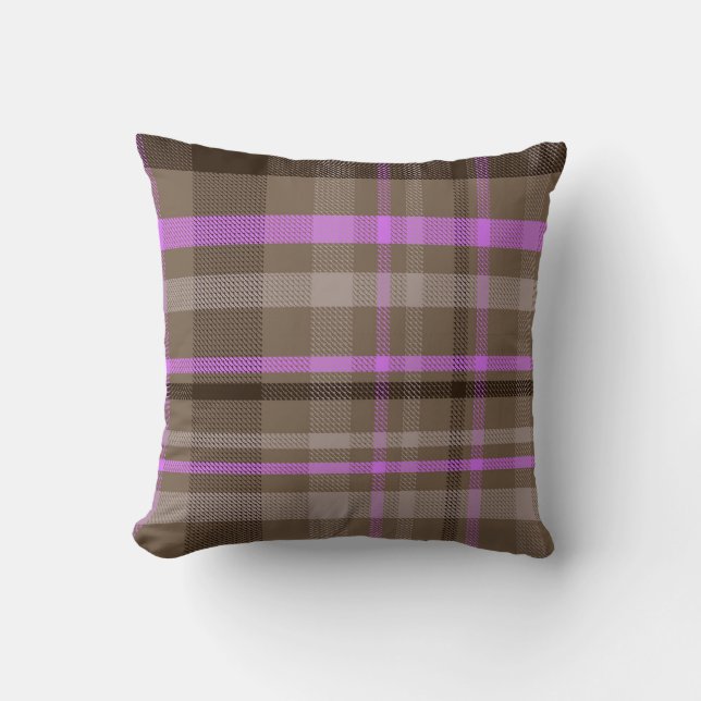 Modern Colourful Purple Plaid Pattern Cushion (Front)