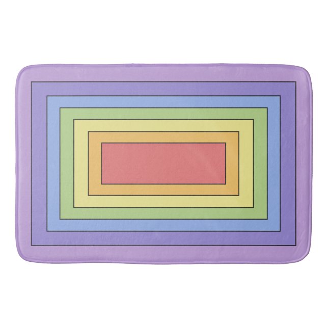 Modern Colourful Rainbow Colours Pattern Bath Mat (Front)
