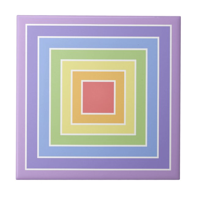 Modern Colourful Rainbow Colours Pattern Ceramic Tile (Front)