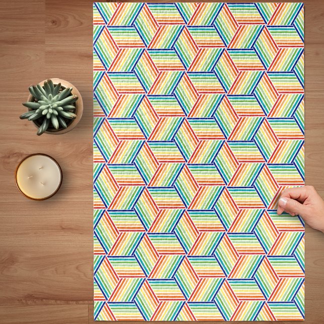 Modern Colourful Rainbow Cube Pattern Difficult Jigsaw Puzzle (Creator Uploaded)