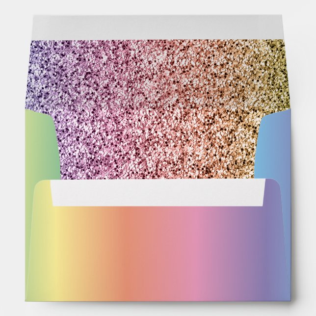 Modern Colourful Rainbow & Glitter Birthday Envelope (Back (Bottom))