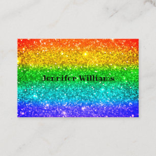 Modern colourful Rainbow Glitter Burst Business Card