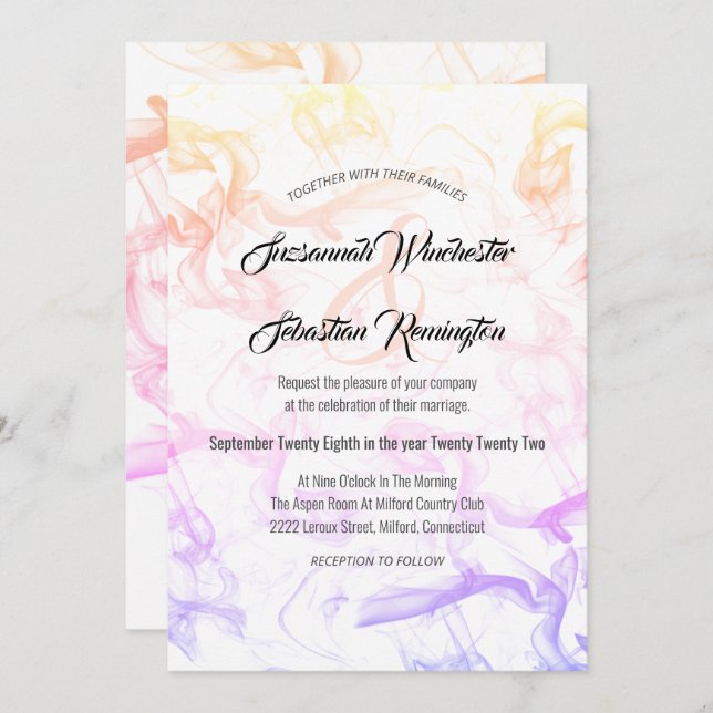 Modern Colourful Rainbow Mist Wedding Template (Front/Back)