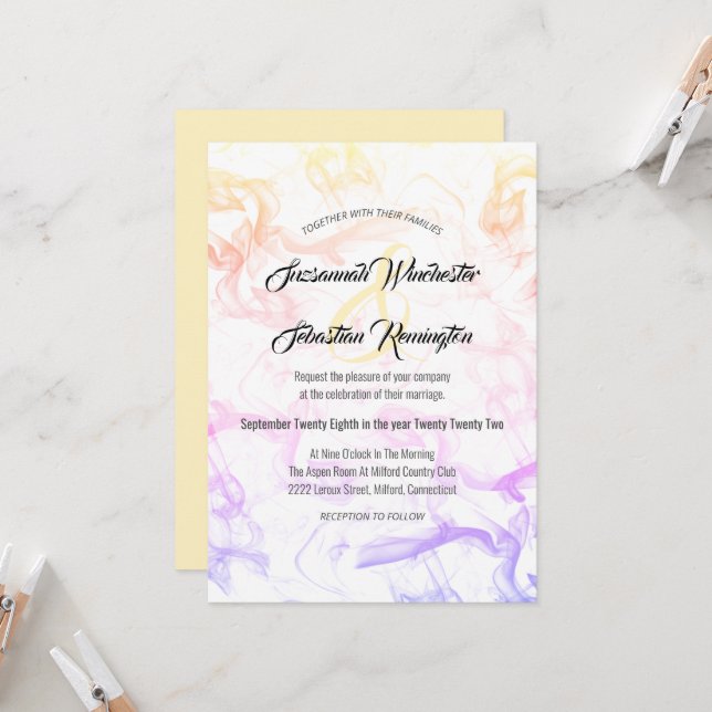Modern Colourful Rainbow Mist Wedding Template (Front/Back In Situ)