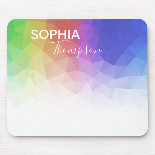 Modern Colourful Rainbow Polygonal Design Mousepad (Front)