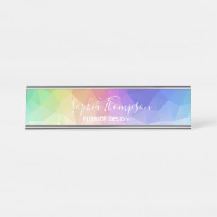 Modern Colourful Rainbow Polygonal Desk Name Plate