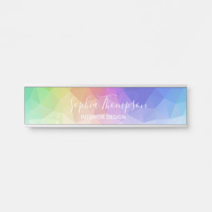 Modern Colourful Rainbow Polygonal - Name Plate