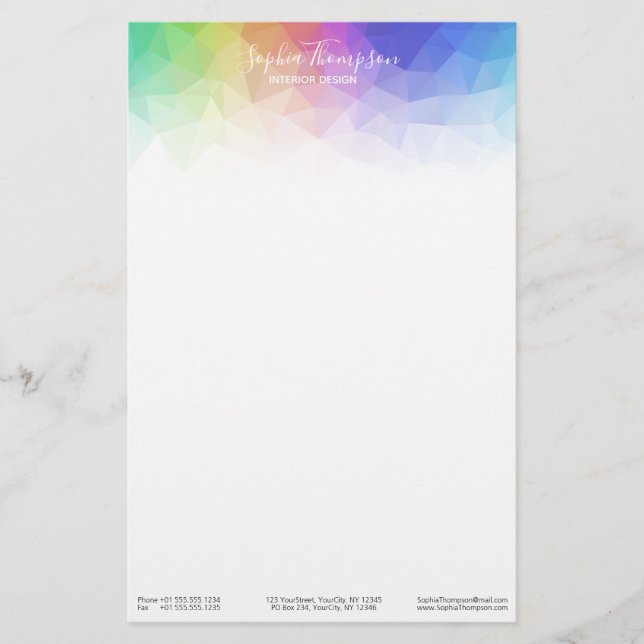 Modern Colourful Rainbow Polygonal - Stationery (Front)