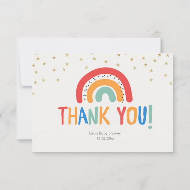 Modern Colourful Rainbow Thank You card (Front)