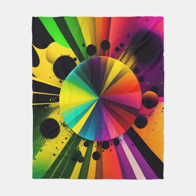 Modern Colourful Rays 3D Abstract Geometric Fleece Blanket (Front)