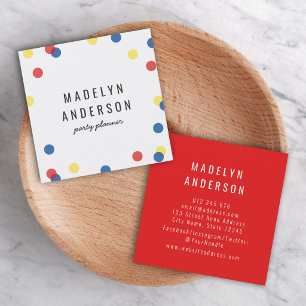 Modern Colourful Red Blue Yellow Confetti Square Business Card