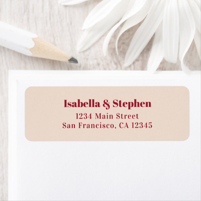 Modern Colourful Red & Cream Return Address Label (Insitu)