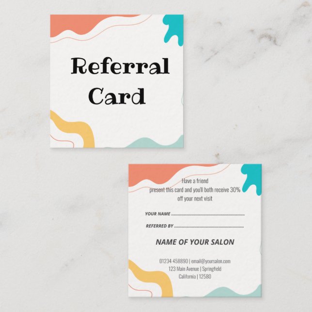 Modern Colourful Referral Cards – Fun & Bold  (Front/Back)