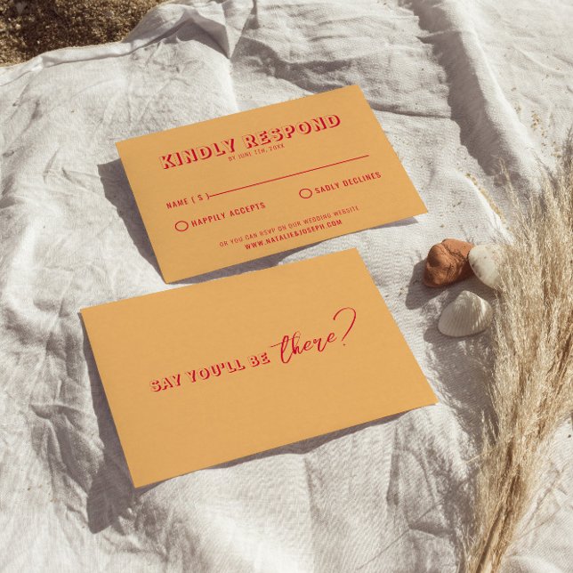 Modern Colourful Retro Fun Bold Unique Wedding  RSVP Card (Creator Uploaded)