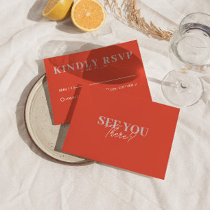 Modern Colourful Retro Fun Bold Unique Wedding  RSVP Card