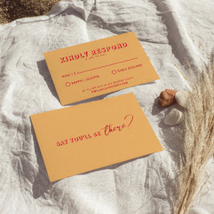 Modern Colourful Retro Fun Bold Unique Wedding  RSVP Card