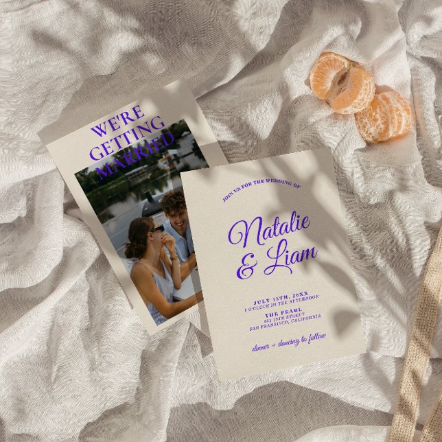 Modern Colourful Retro Fun Funky Photo Wedding  Invitation (Creator Uploaded)