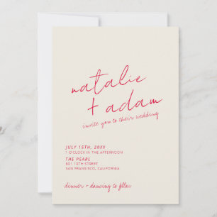 Modern Colourful Retro Fun Whimsical Script Weddin Invitation