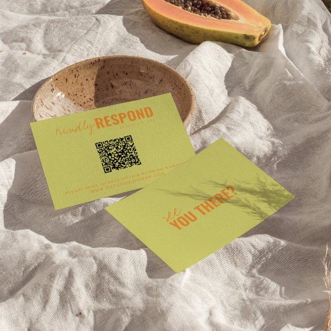 Modern Colourful Retro QR Code Whimsical Wedding RSVP Card (Creator Uploaded)