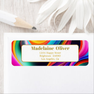 Modern Colourful Retro Waves Address Label  Return Address Label
